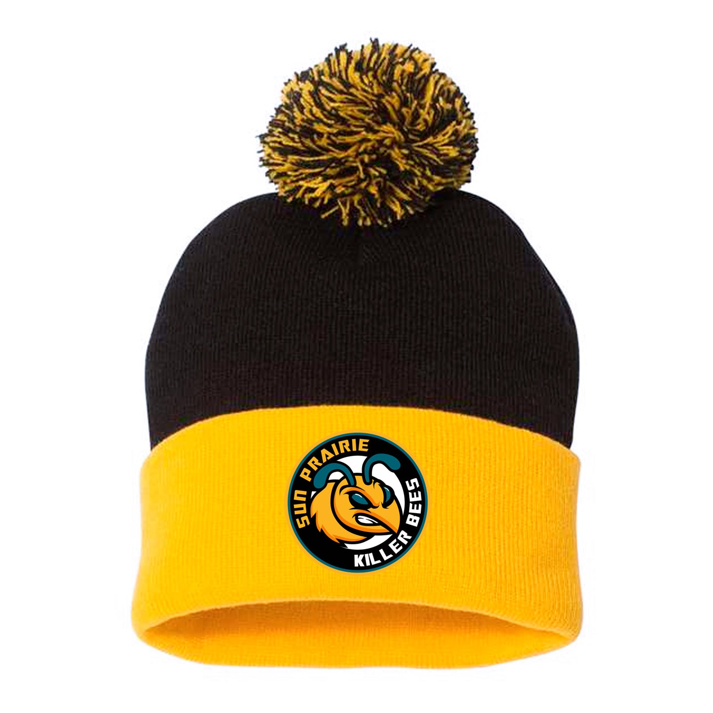 Killer Bees Logo Pom Beanie - Black/Gold