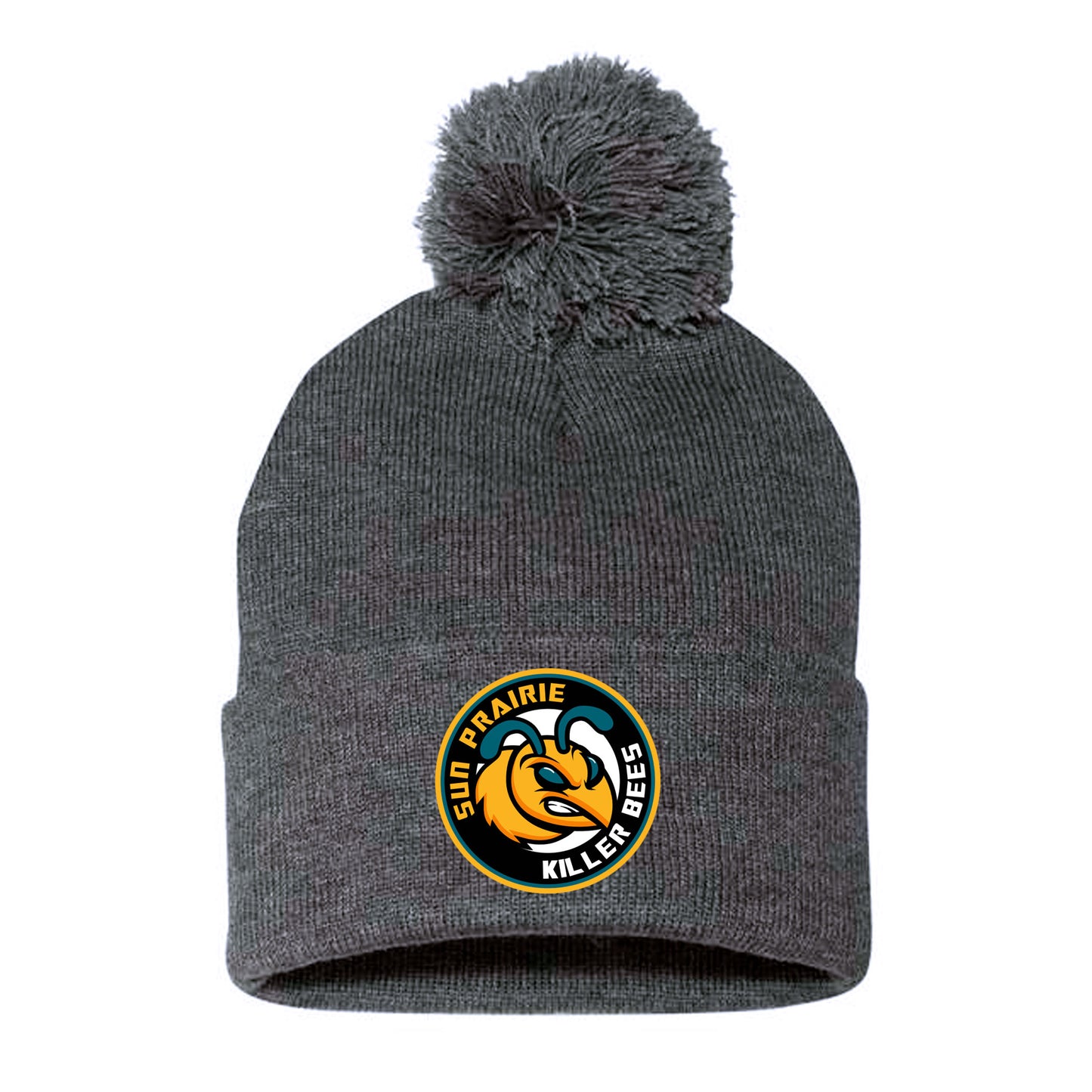Killer Bees Logo Pom Beanie - Dark Grey