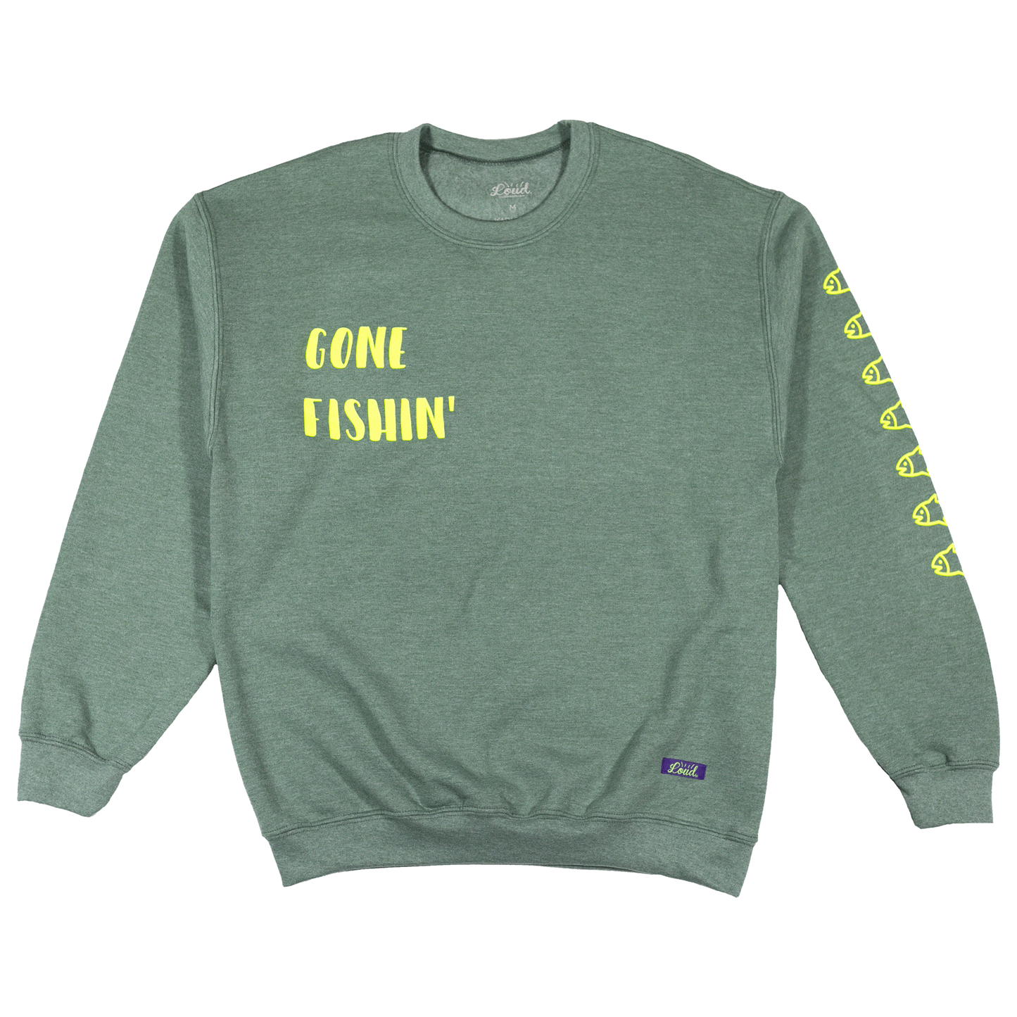 Gone Fishin' Crewneck - Sage Green