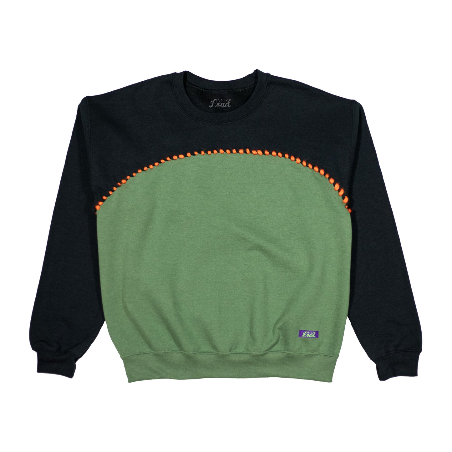 Chunky Yarn Crewneck - Black/Olive