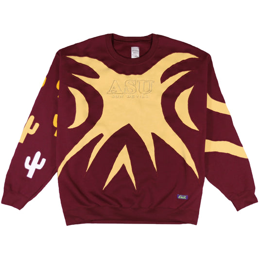 Loud Rising Tempe Crewneck - Maroon/Gold/Yellow