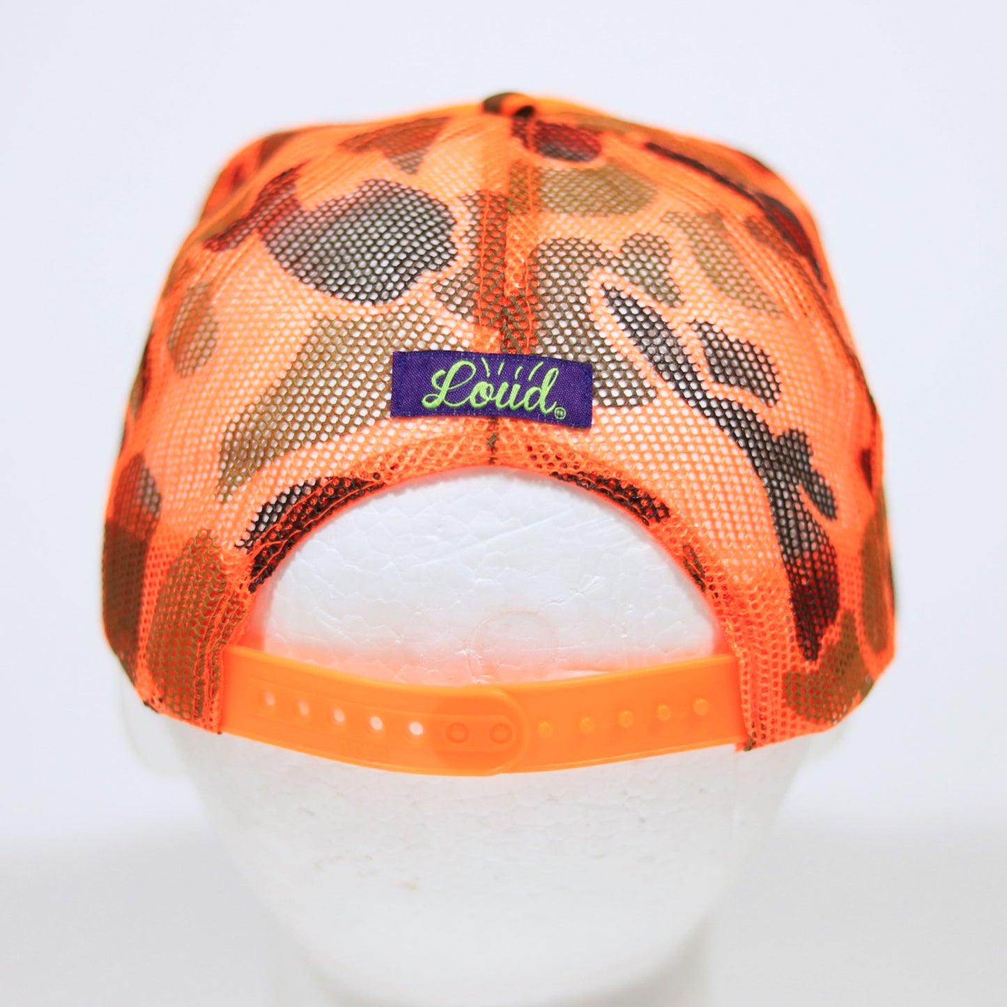 Loud Logo Trucker Hat - Neo Orange Camo/Black