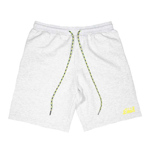 Loud French Terry Shorts - Heather White/Chartreuse